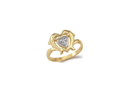 Double Dolphin Ladies Heart Ring